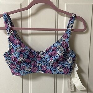 Women M Sports Bra L*Space Impact Underwire Hook & Eye Pink Blue Floral NWT 2073